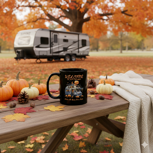 Welcome Halloween Black Glossy Mug