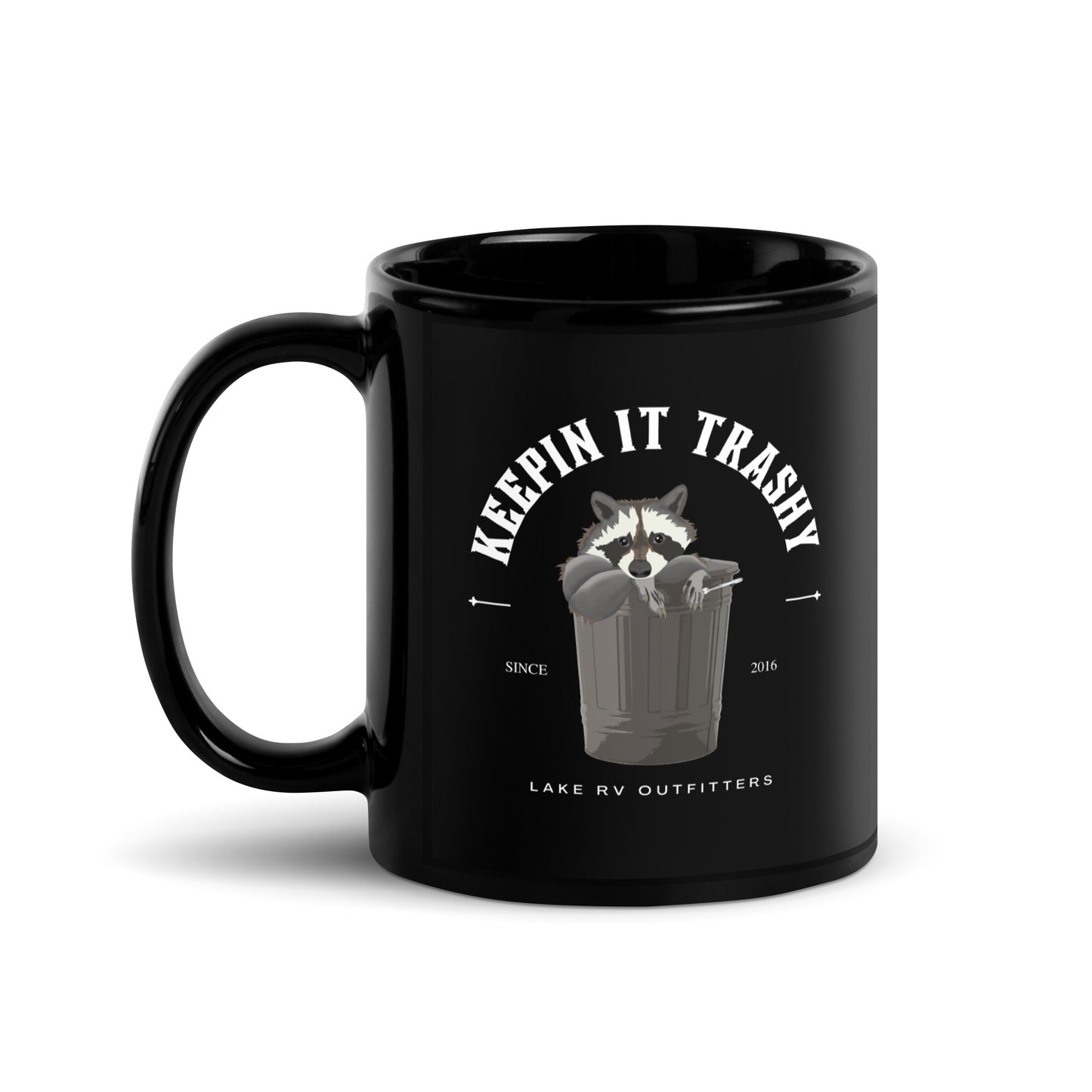 KEEPIN IT TRASHY black glossy mug