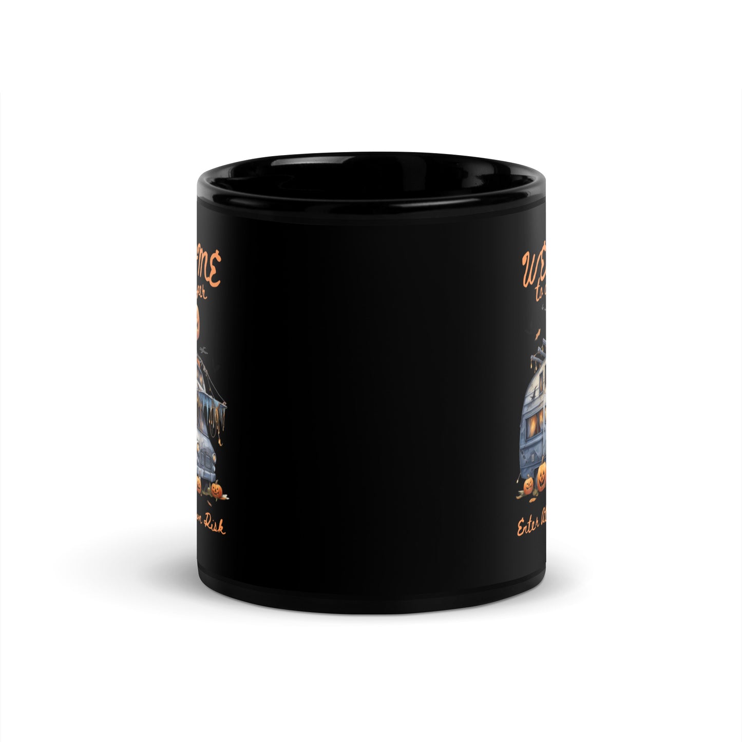 Welcome Halloween Black Glossy Mug