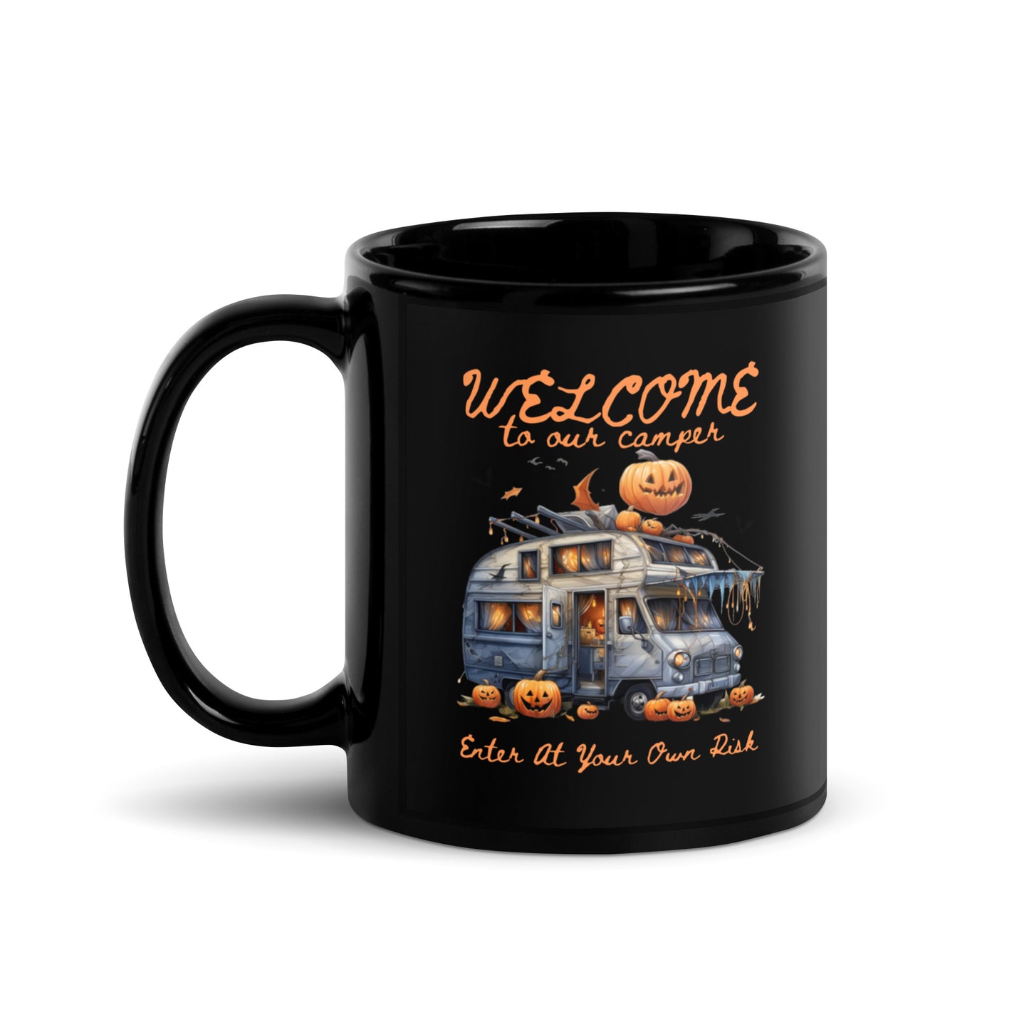 Welcome Halloween Black Glossy Mug