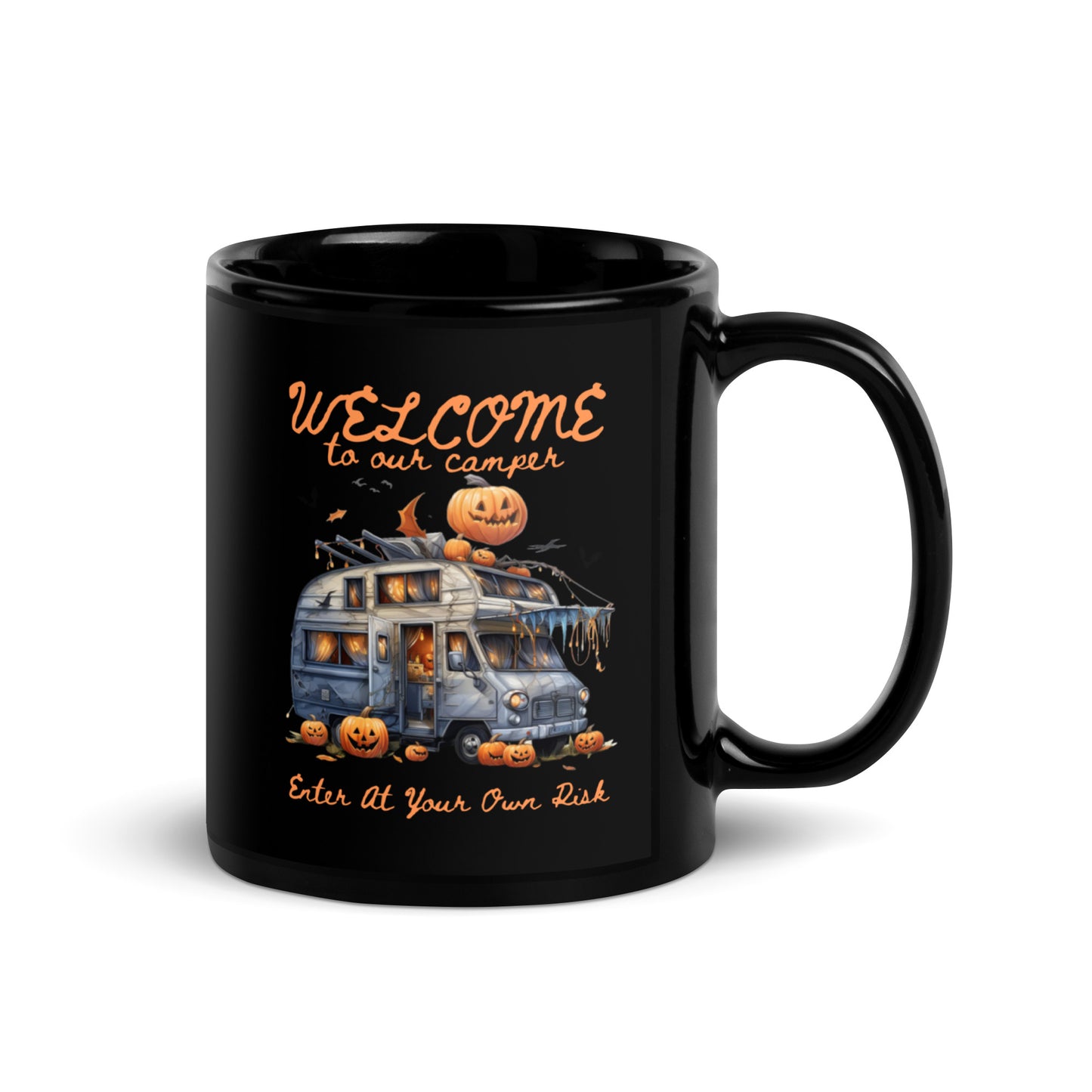 Welcome Halloween Black Glossy Mug