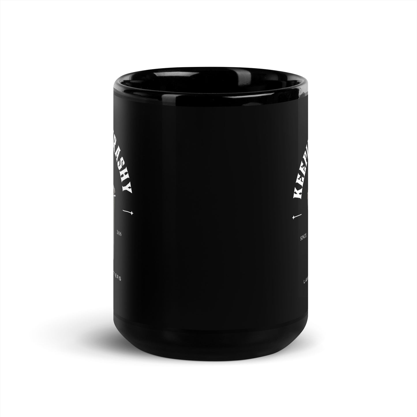 KEEPIN IT TRASHY black glossy mug