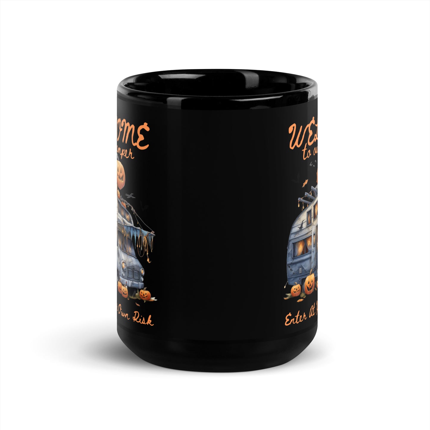 Welcome Halloween Black Glossy Mug