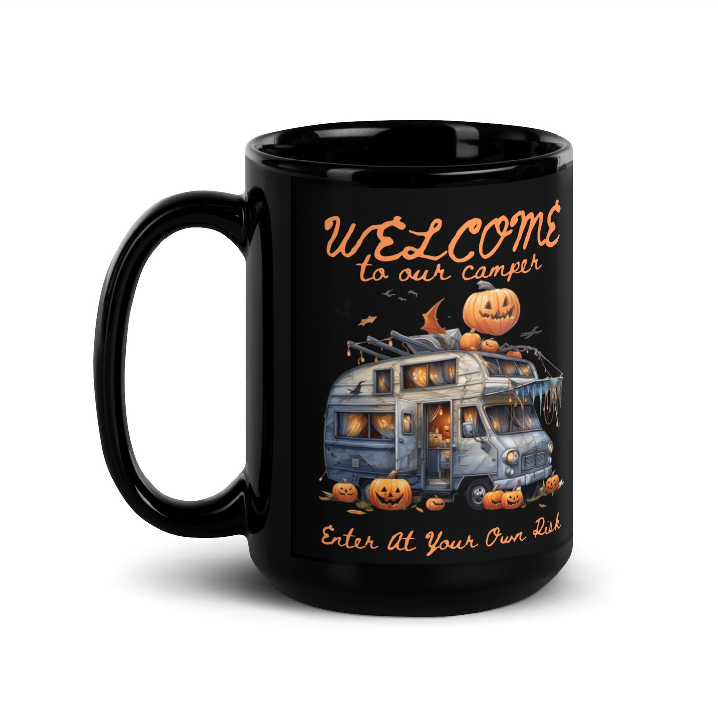 Welcome Halloween Black Glossy Mug