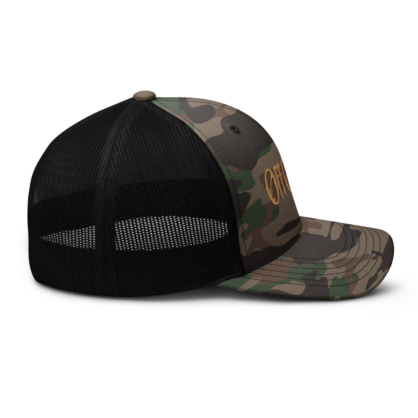 OFF GRID embroidered camo trucker hat