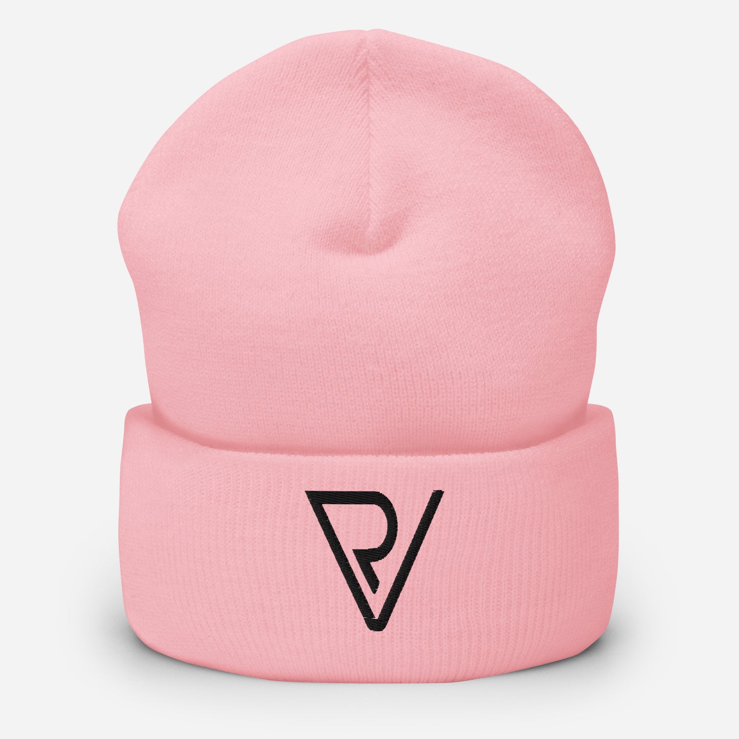 RV Embroidered Cuffed Beanie (gray-pink)