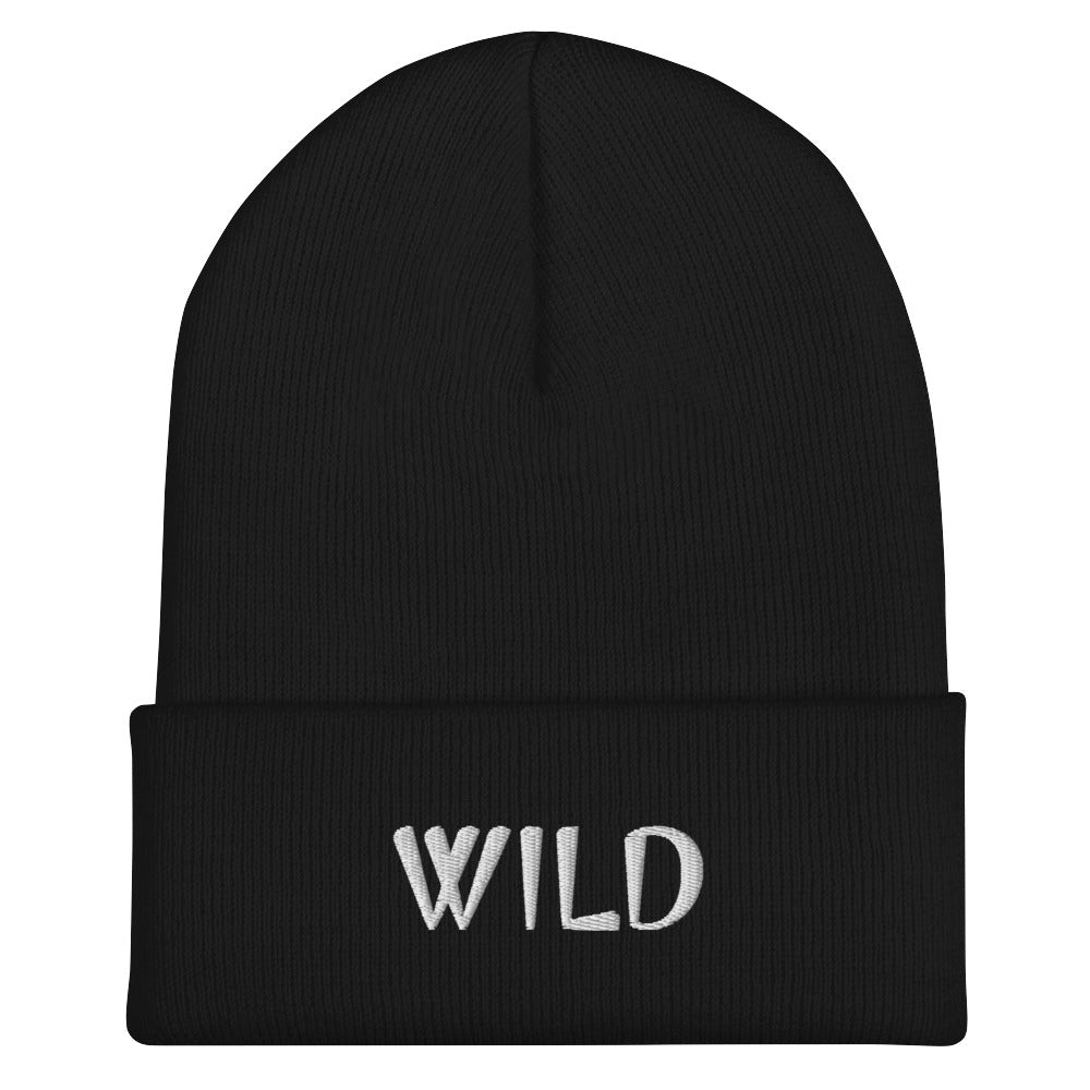 WILD Embroidered Cuffed Beanie