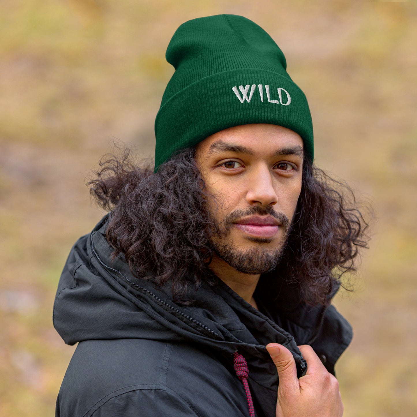 WILD Embroidered Cuffed Beanie