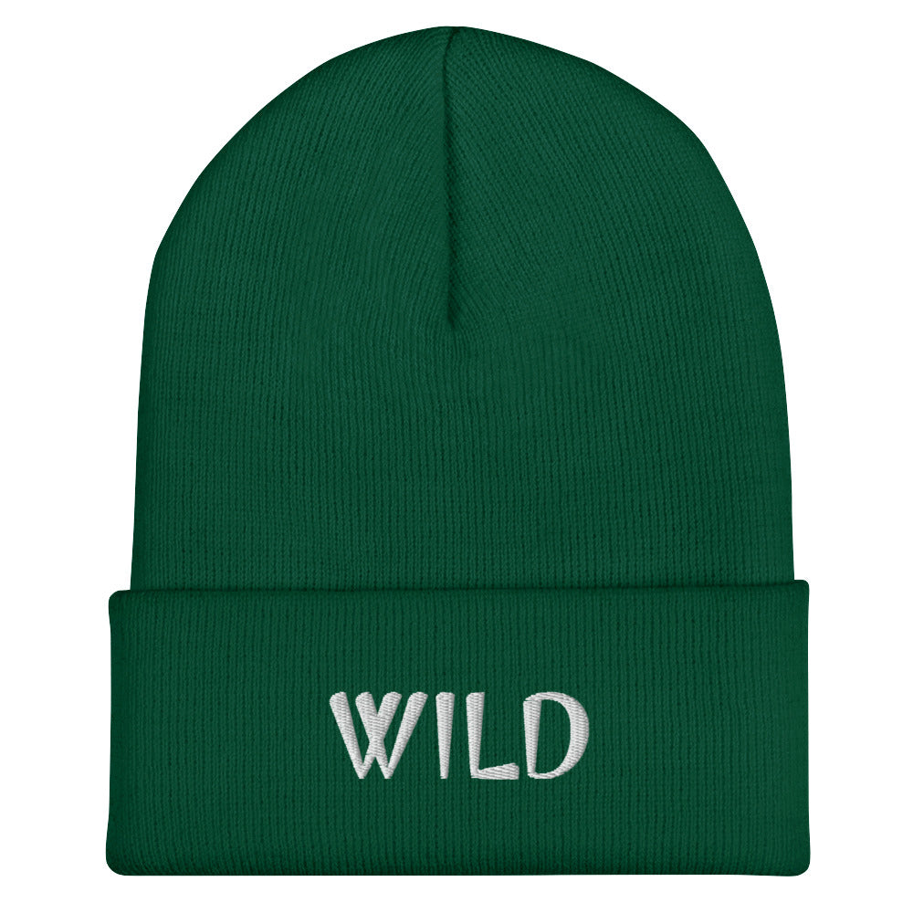 WILD Embroidered Cuffed Beanie