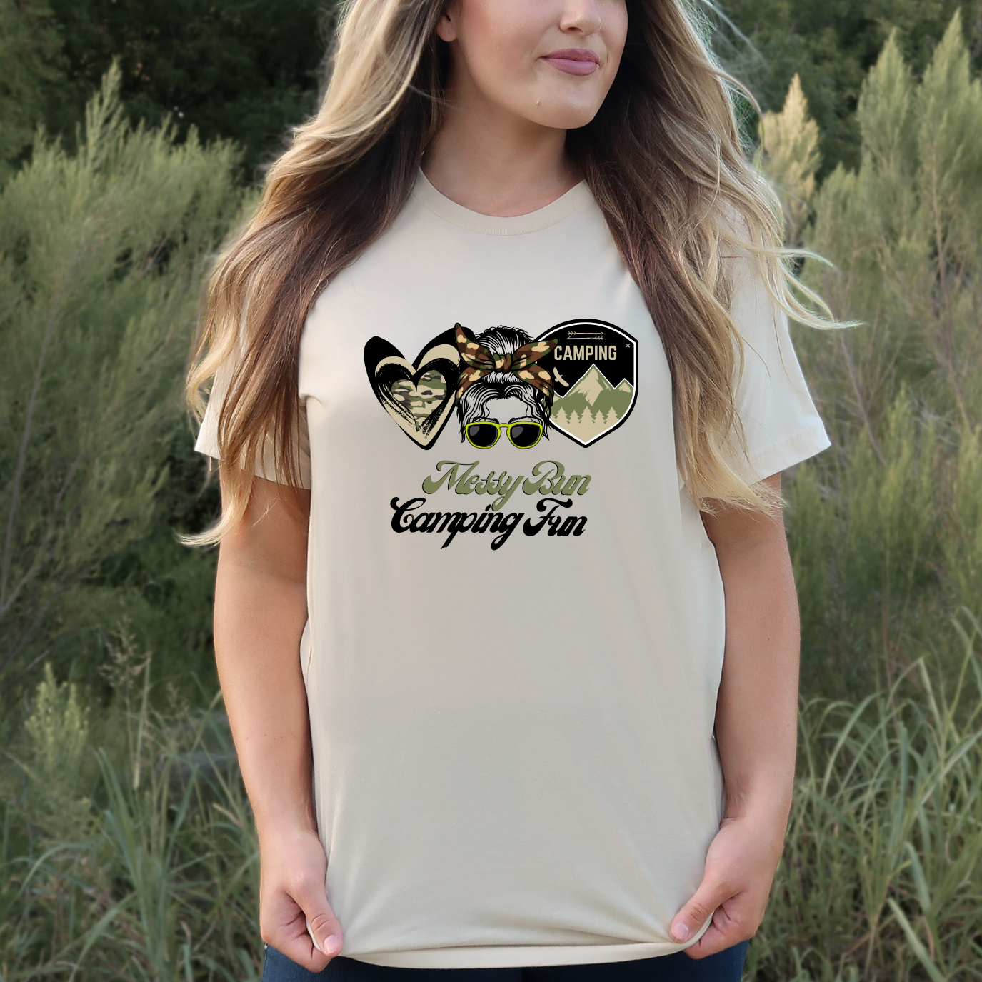 MESSY BUN CAMPING FUN s/s tee