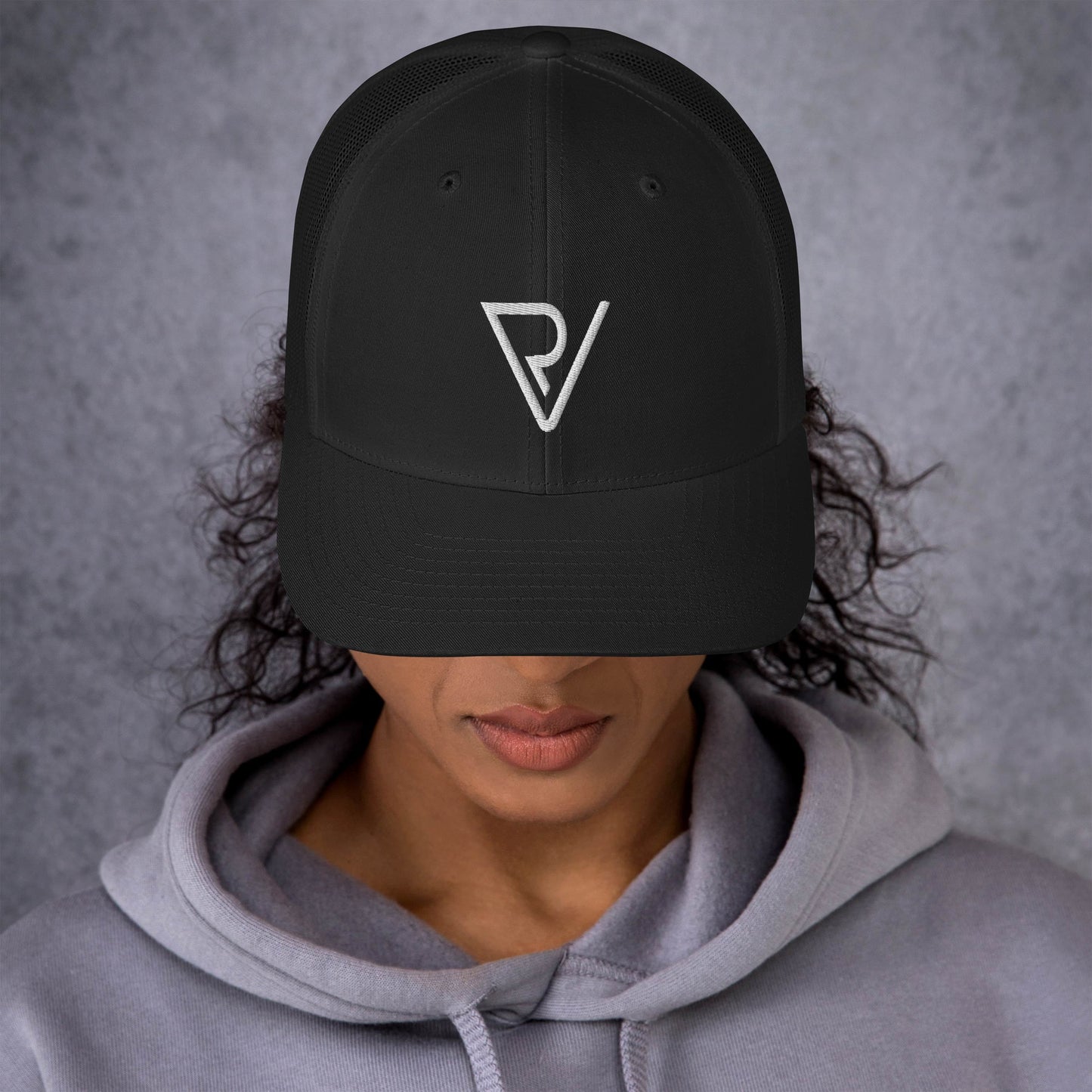 RV embroidered 3D puff trucker cap