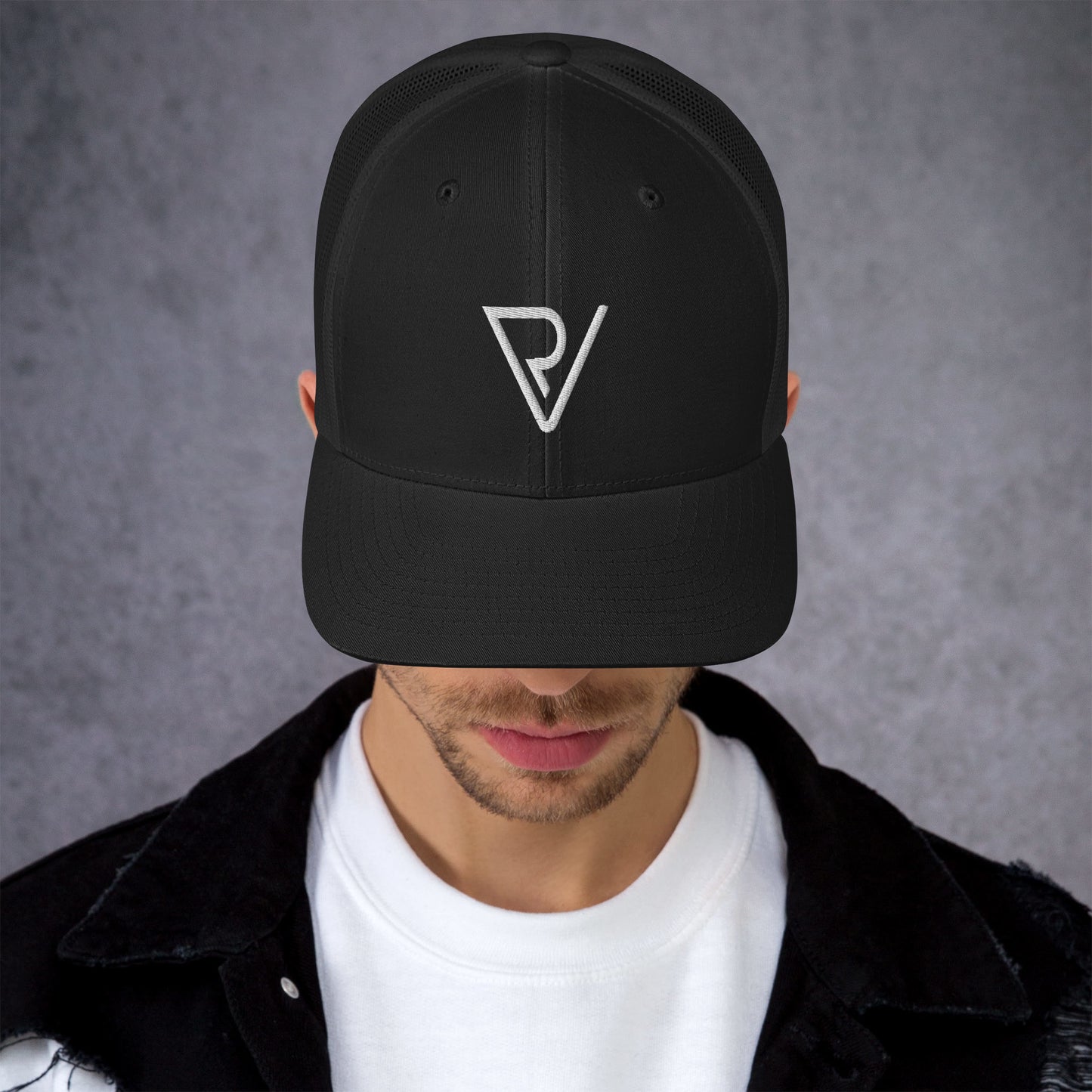 RV embroidered 3D puff trucker cap