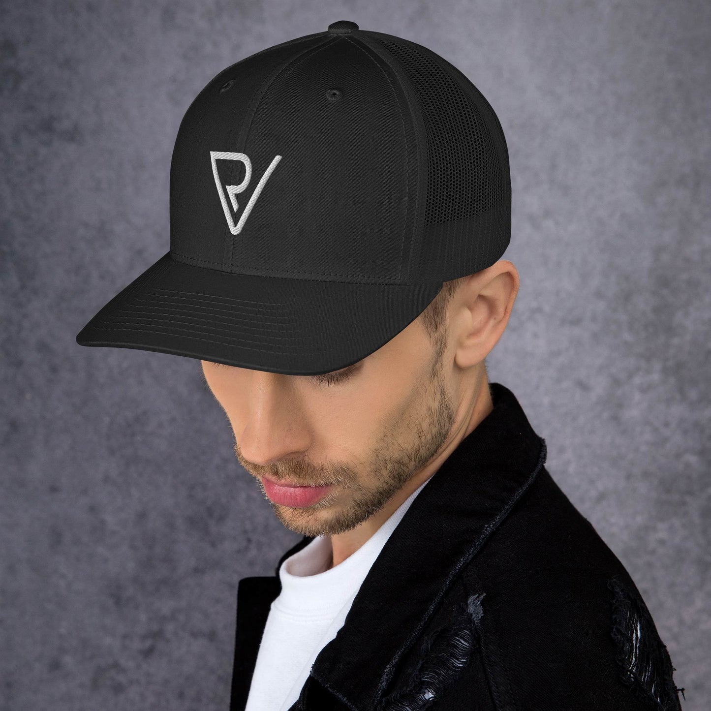 RV embroidered 3D puff trucker cap
