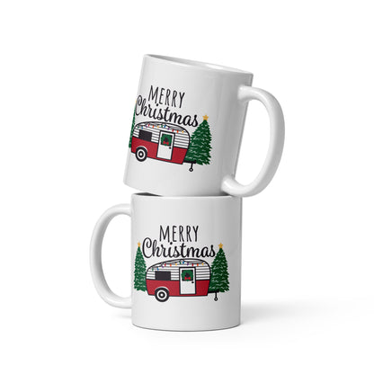 MERRY CHRISTMAS CAMPER White glossy mug