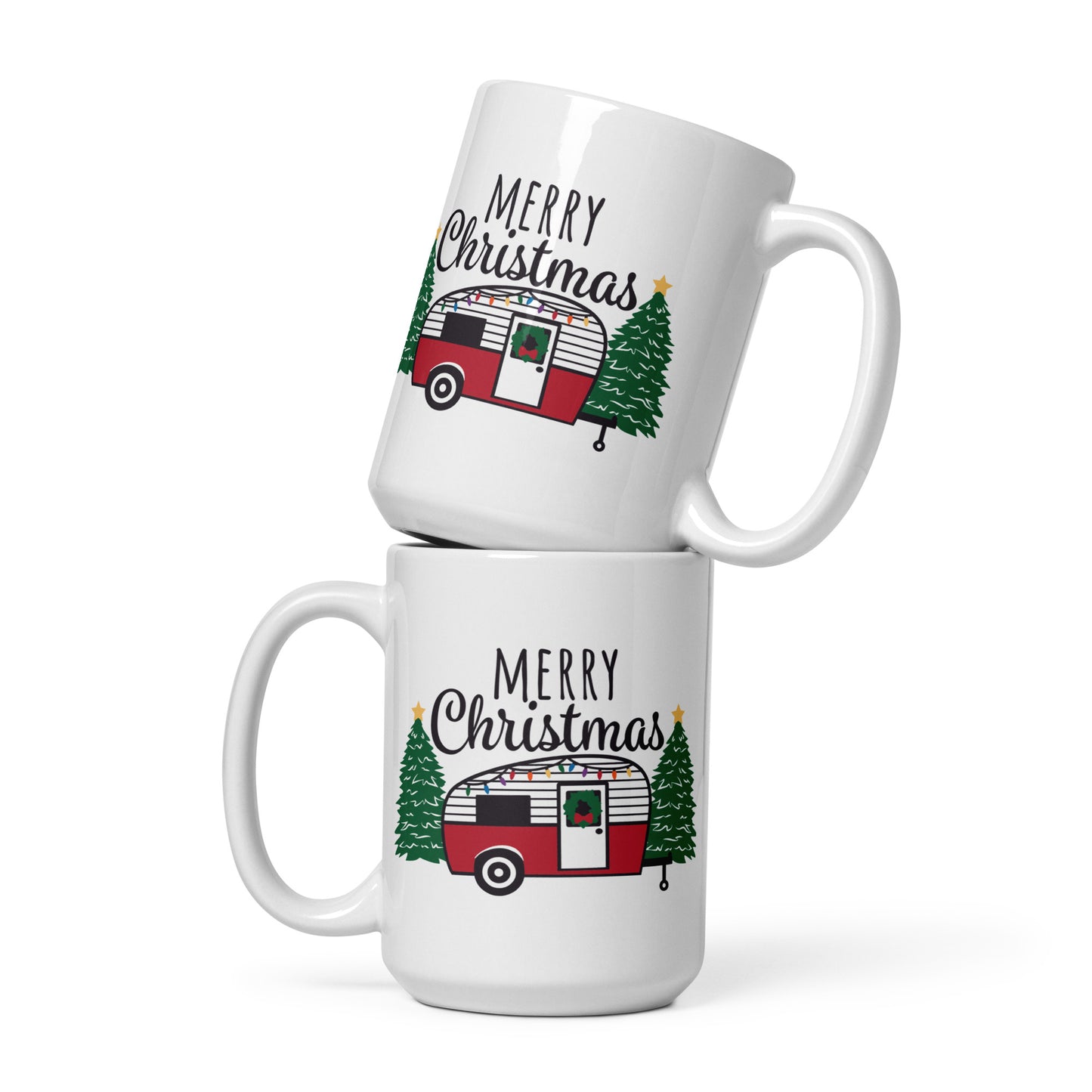 MERRY CHRISTMAS CAMPER White glossy mug