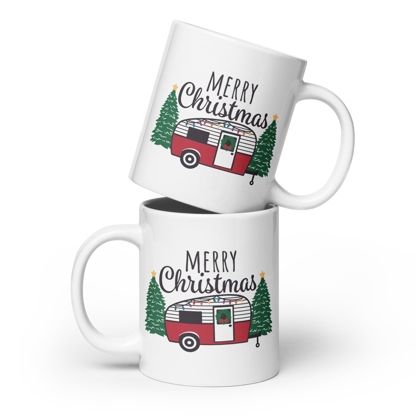 MERRY CHRISTMAS CAMPER White glossy mug