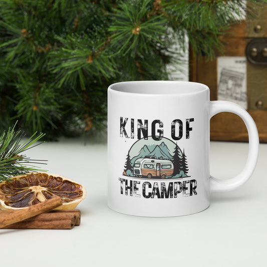 KING OF THE CAMPER white glossy mug