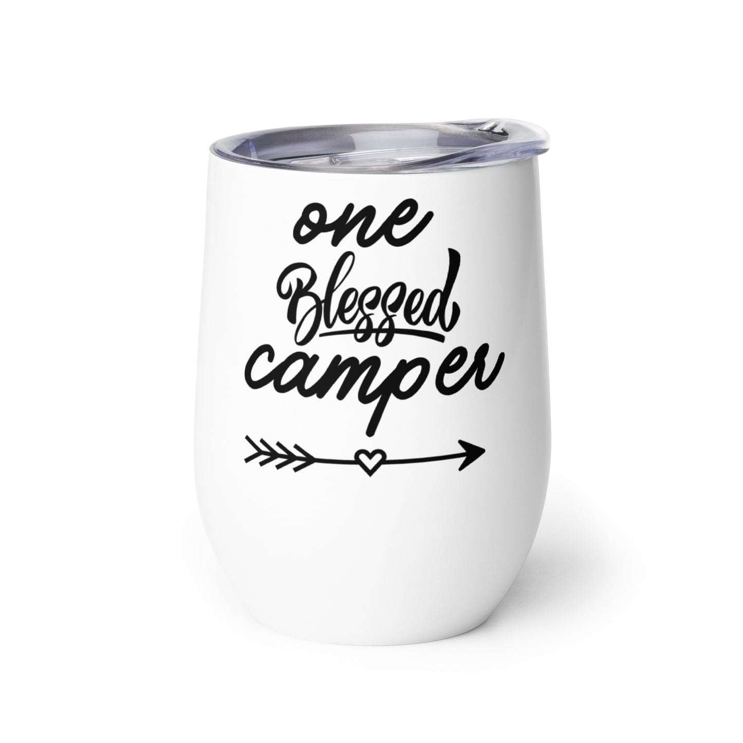 ONE BLESSED CAMPER wine tumbler