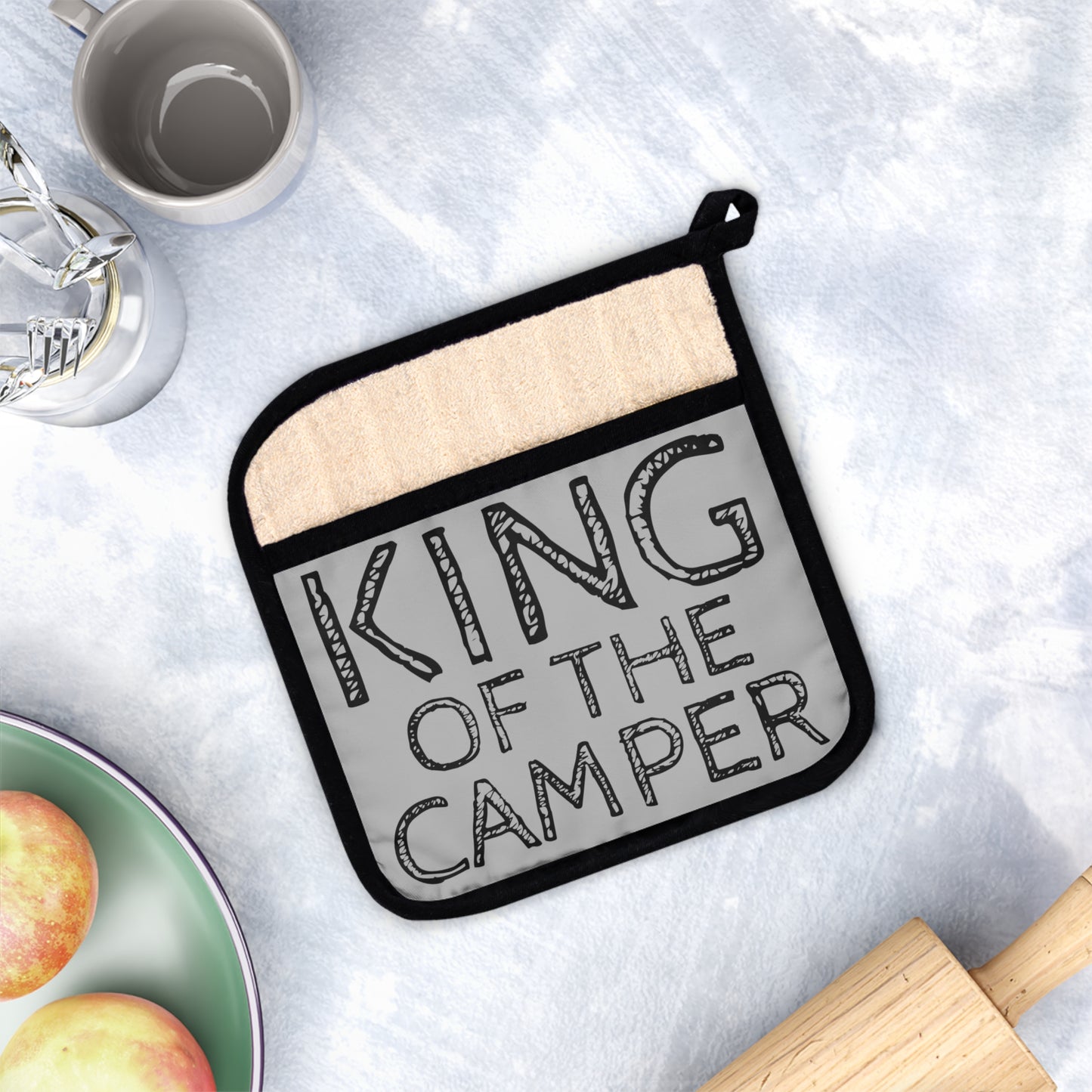 KING OF THE CAMPER Pot Holder with Pocket