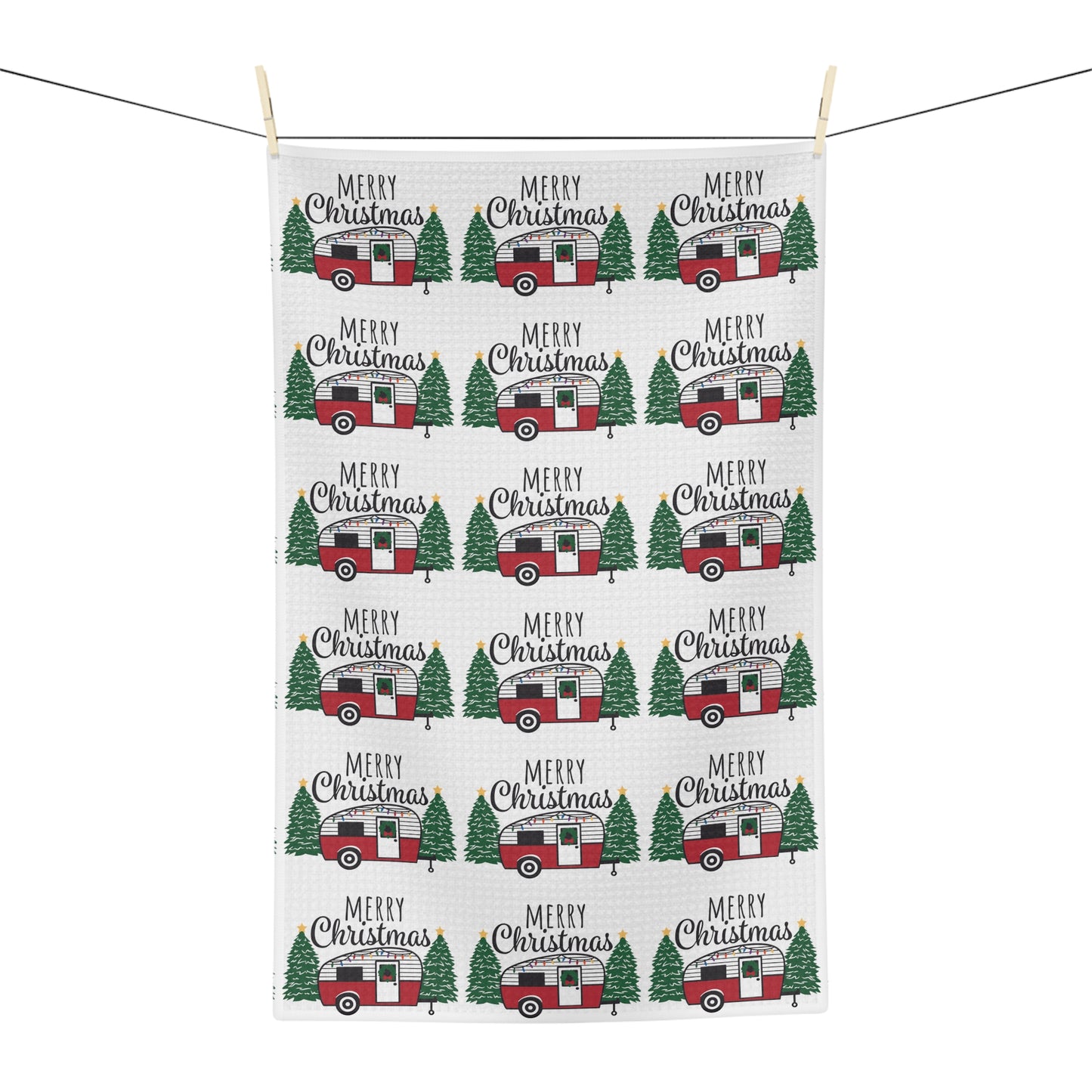 MERRY CHRISTMAS CAMPER kitchen towel