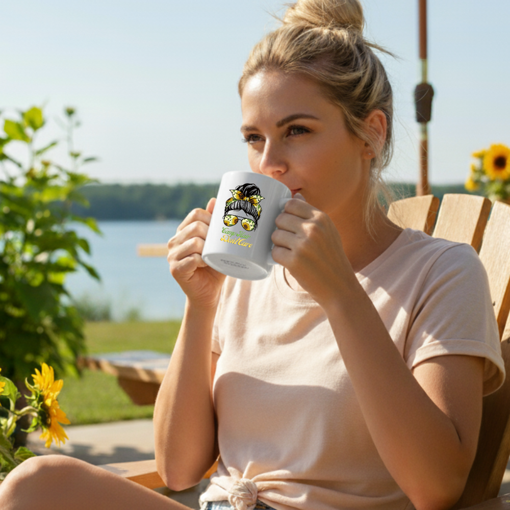 CAMP HAIR DON'T CARE white glossy mug