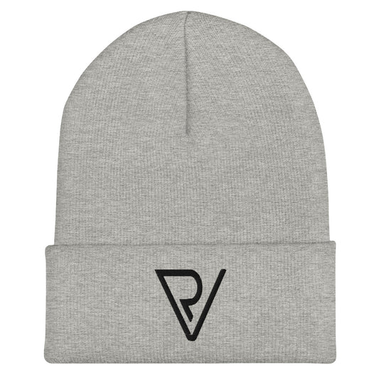 RV Embroidered Cuffed Beanie (gray-pink)