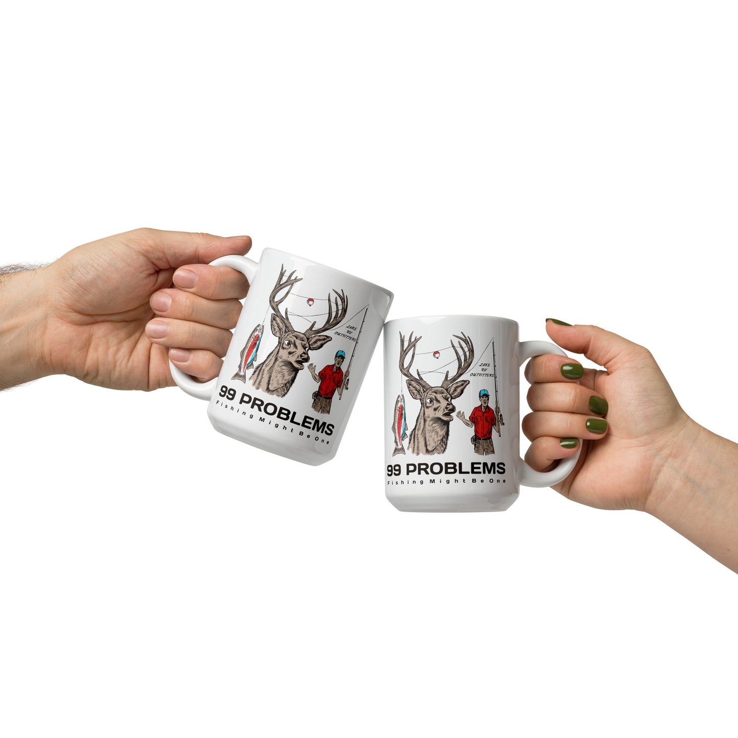 99 PROBLEMS white glossy mug