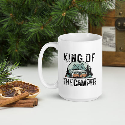 KING OF THE CAMPER white glossy mug