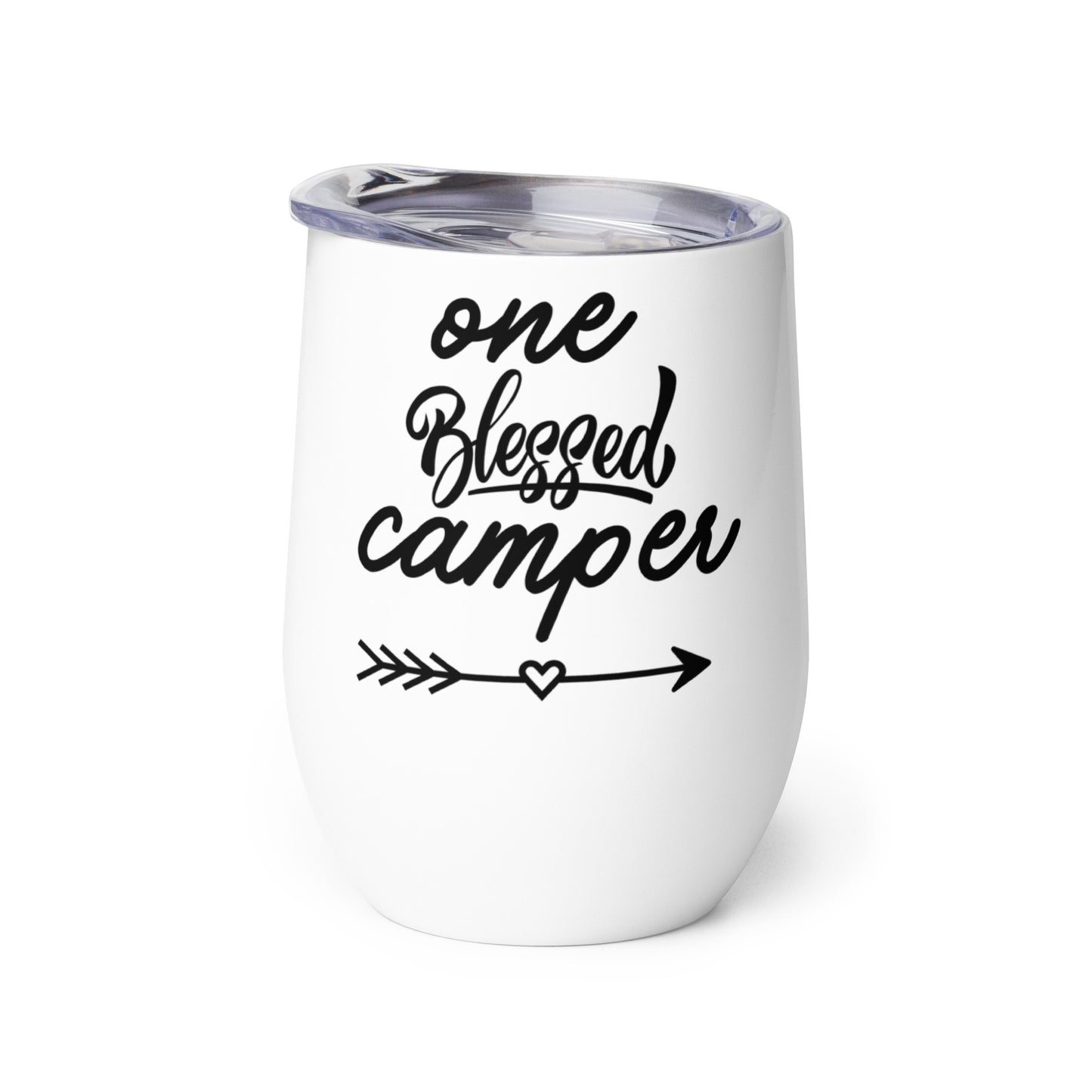 ONE BLESSED CAMPER wine tumbler