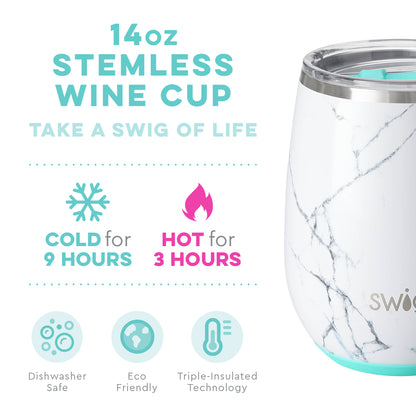 Swig 14oz  Stemless Wine Cup Marble Slab